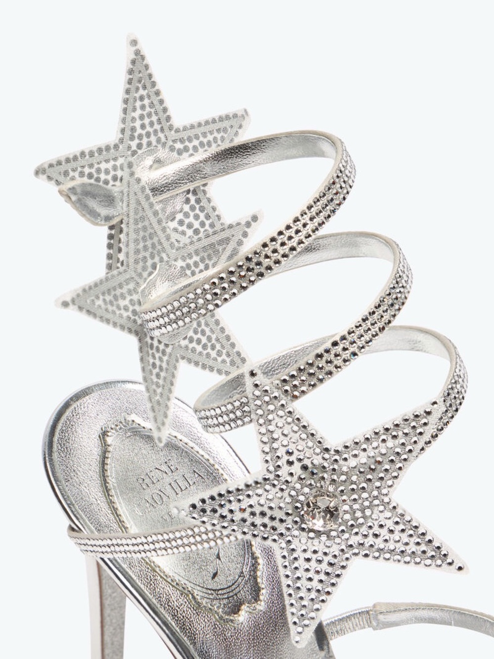 Brand New Rene Caovilla Silver Spiral Star Crystal Sandals - Picture 4 of 7